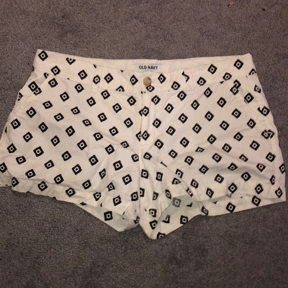 White shorts with black diamond pattern
